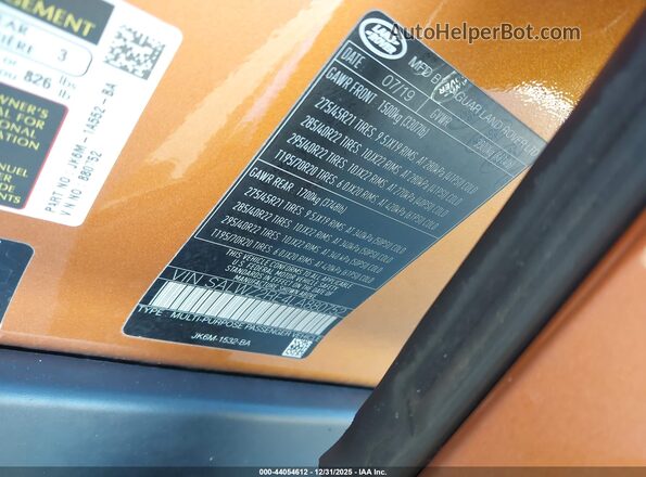 SALWZ2RE4LA880752 2020 LAND ROVER RANGE ROVER SPORT Оранжевый Вид подкапотного пространства