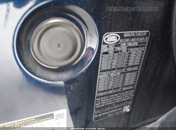 SALYJ2EXXMA315754 2021 LAND ROVER RANGE ROVER VELAR Синий Вид подкапотного пространства