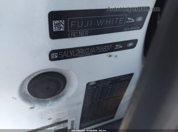 SALYL2RV2JA755837 2018 LAND ROVER RANGE ROVER VELAR White Vista del compartimento del motor