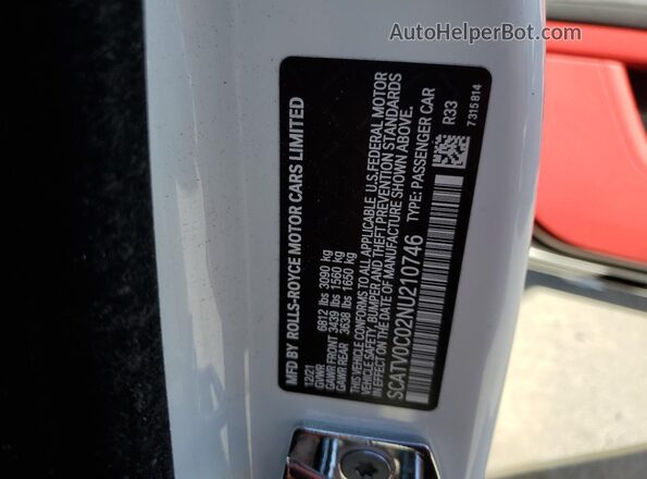 SCATV0C02NU210746 2022 ROLLS-ROYCE GHOST White ძრავის განყოფილების ხედი