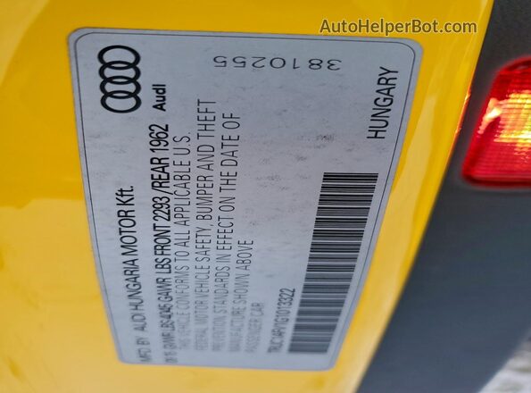 TRUC1AFV1G1013322 2016 AUDI TT Желтый Вид подкапотного пространства