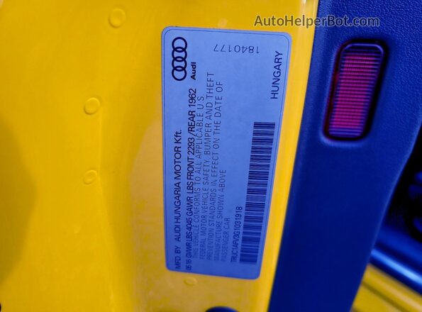 TRUC1AFV3G1031918 2016 AUDI TT Желтый Вид подкапотного пространства