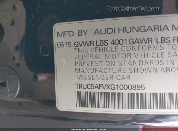 TRUC5AFVXG1000895 2016 AUDI TT Черный Вид подкапотного пространства
