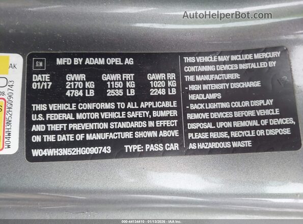 W04WH3N52HG090743 2017 BUICK CASCADA Серый Вид подкапотного пространства
