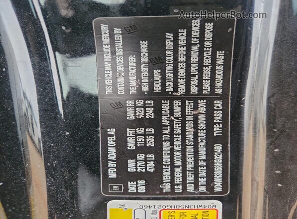 W04WH3N58HG021460 2017 BUICK CASCADA Black Widok naklejki z numerem VIN