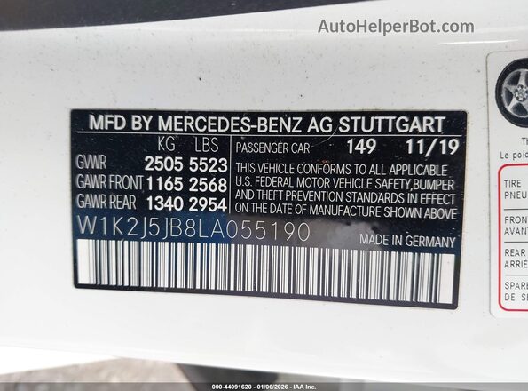W1K2J5JB8LA055190 2020 MERCEDES-BENZ CLS-CLASS Белый Вид подкапотного пространства