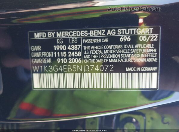 W1K3G4EB5NJ374072 2022 MERCEDES-BENZ A 220 Черный Вид подкапотного пространства