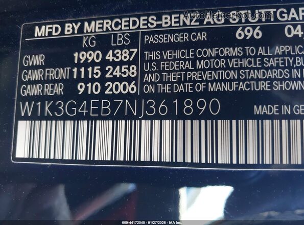 W1K3G4EB7NJ361890 2022 MERCEDES-BENZ A 220 Черный Вид подкапотного пространства