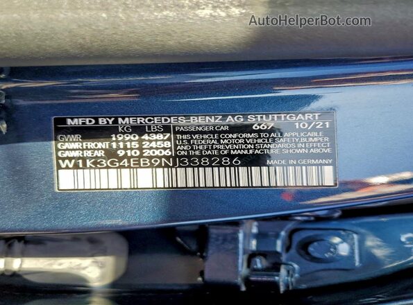 W1K3G4EB9NJ338286 2022 MERCEDES-BENZ A Teal Widok komory silnika