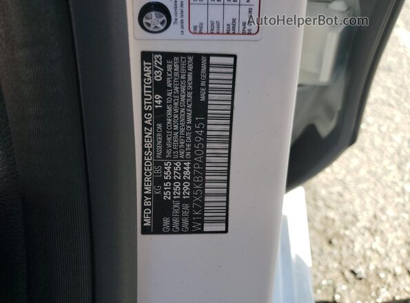 W1K7X5KB7PA059451 2023 MERCEDES-BENZ AMG White Вид наклейки з VIN-кодом