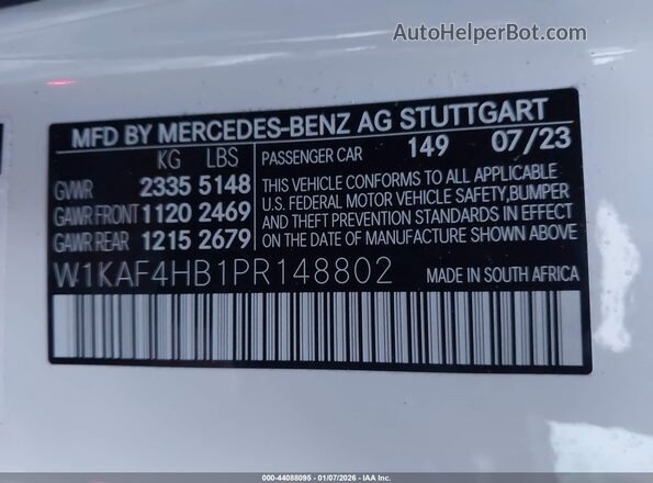 W1KAF4HB1PR148802 2023 MERCEDES-BENZ C-CLASS Белый Вид подкапотного пространства