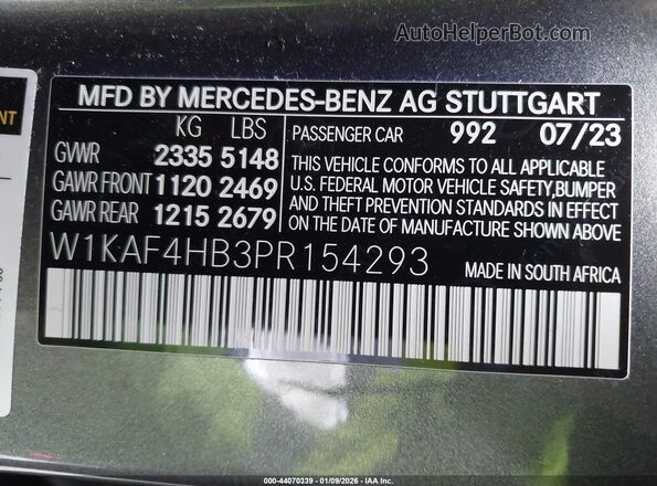 W1KAF4HB3PR154293 2023 MERCEDES-BENZ C-CLASS Серый Вид подкапотного пространства