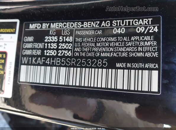 W1KAF4HB5SR253285 2025 MERCEDES-BENZ C-CLASS Черный Вид подкапотного пространства