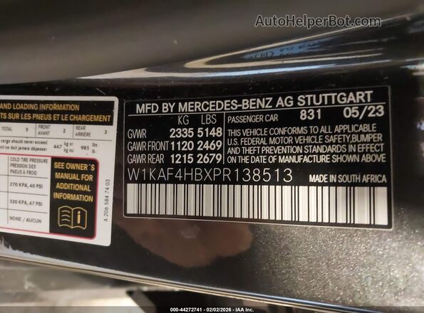 W1KAF4HBXPR138513 2023 MERCEDES-BENZ C-CLASS Gray Engine compartment view