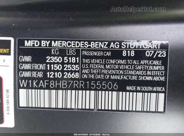 W1KAF8HB7RR155506 2024 MERCEDES-BENZ AMG C 43 Черный Вид подкапотного пространства