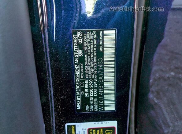 W1KLF4HB1SA171433 2025 MERCEDES-BENZ E Синий Вид наклейки с VIN-кодом