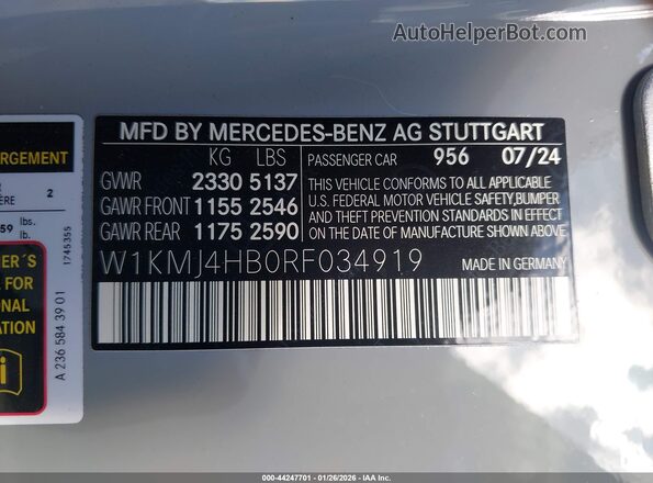 W1KMJ4HB0RF034919 2024 MERCEDES-BENZ CLE 300 Gray Widok komory silnika