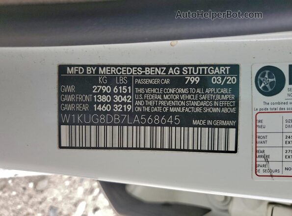 W1KUG8DB7LA568645 2020 MERCEDES-BENZ S White Vista del compartimento del motor