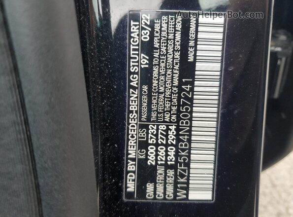 W1KZF5KB4NB057241 2022 MERCEDES-BENZ E Черный Вид подкапотного пространства