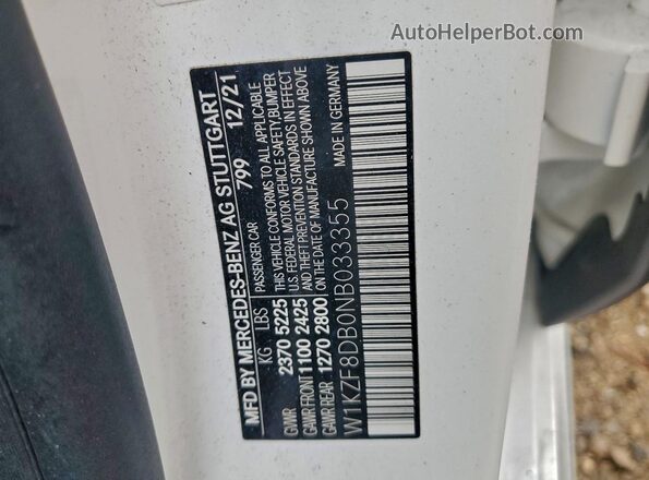W1KZF8DB0NB033355 2022 MERCEDES-BENZ E White Вид підкапотного простору