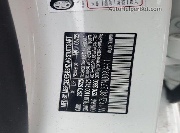 W1KZF8DB7NB093441 2022 MERCEDES-BENZ E White Widok komory silnika