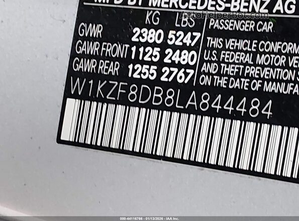 W1KZF8DB8LA844484 2020 MERCEDES-BENZ E-CLASS Серебряный Вид подкапотного пространства