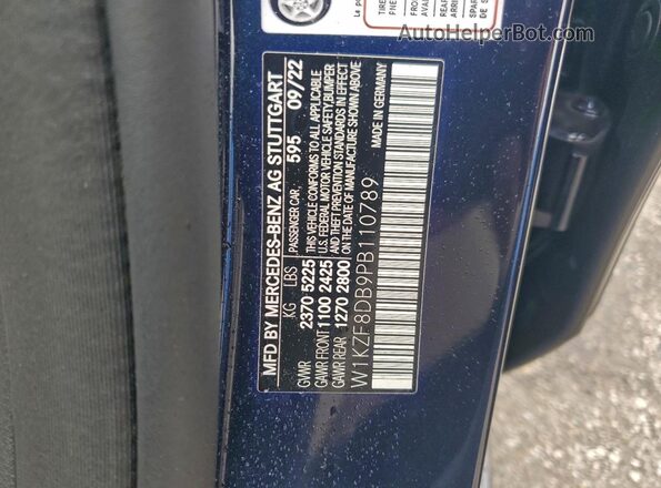 W1KZF8DB9PB110789 2023 MERCEDES-BENZ E Синий Вид наклейки с VIN-кодом