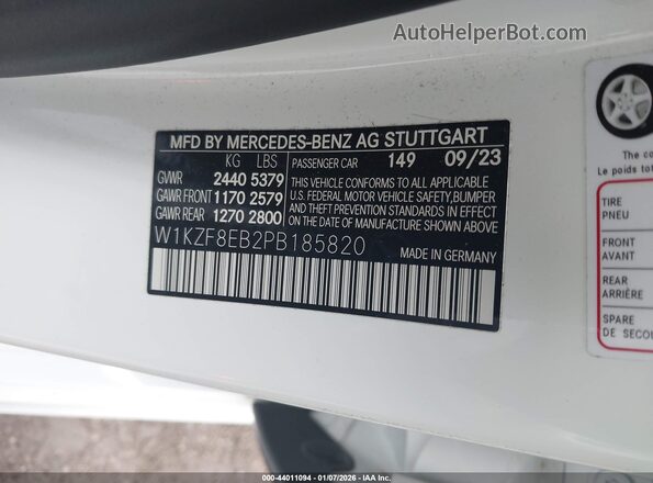 W1KZF8EB2PB185820 2023 MERCEDES-BENZ E-CLASS White Widok komory silnika