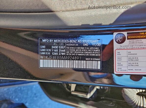 W1KZF8EB5MA924891 2021 MERCEDES-BENZ E Black Շարժիչի բաժամունքի տեսք