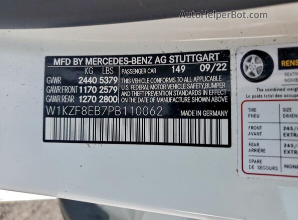W1KZF8EB7PB110062 2023 MERCEDES-BENZ E Белый Вид подкапотного пространства