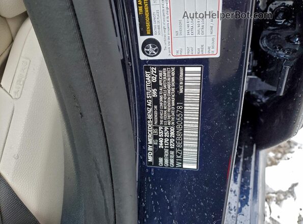 W1KZF8EB8NB055781 2022 MERCEDES-BENZ E Blue Widok naklejki z numerem VIN