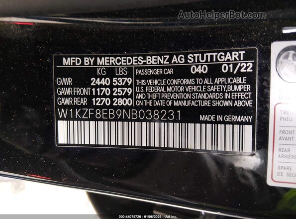 W1KZF8EB9NB038231 2022 MERCEDES-BENZ E-CLASS Черный Вид подкапотного пространства