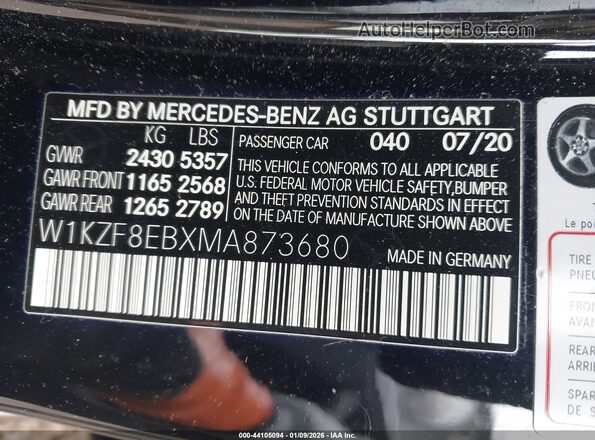 W1KZF8EBXMA873680 2021 MERCEDES-BENZ E-CLASS Black Widok komory silnika