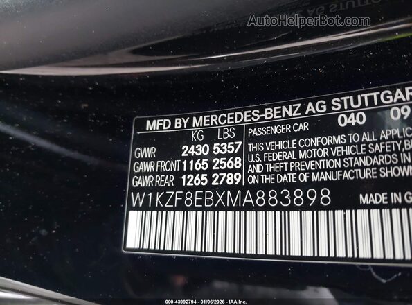 W1KZF8EBXMA883898 2021 MERCEDES-BENZ E-CLASS Black Вид підкапотного простору