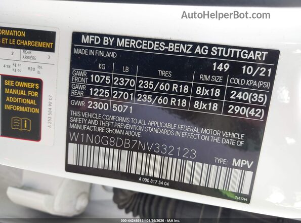 W1N0G8DB7NV332123 2022 MERCEDES-BENZ GLC 300 Белый Вид подкапотного пространства
