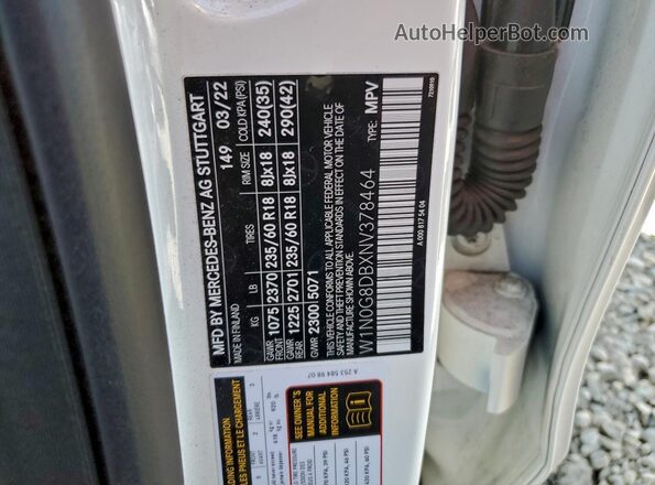 W1N0G8DBXNV378464 2022 MERCEDES-BENZ GLC-CLASS Белый Вид наклейки с VIN-кодом