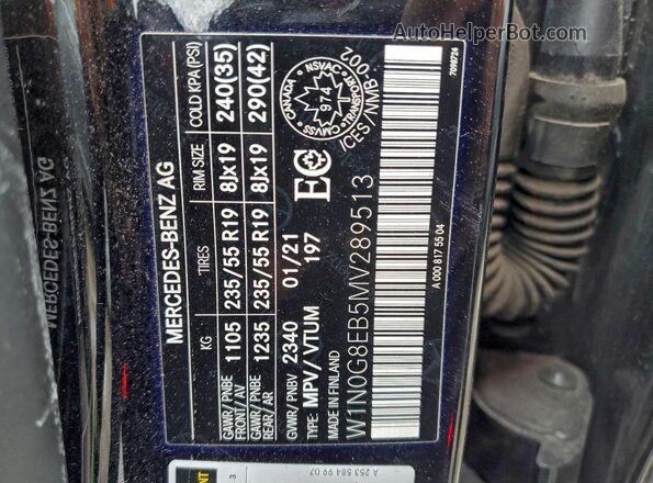 W1N0G8EB5MV289513 2021 MERCEDES-BENZ GLC-CLASS Черный Вид наклейки с VIN-кодом