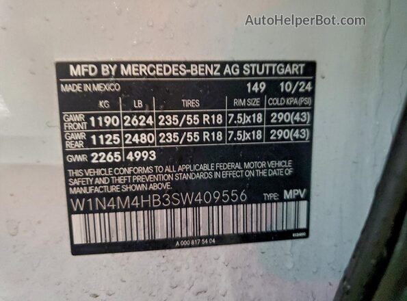 W1N4M4HB3SW409556 2025 MERCEDES-BENZ GLB-CLASS White Widok komory silnika