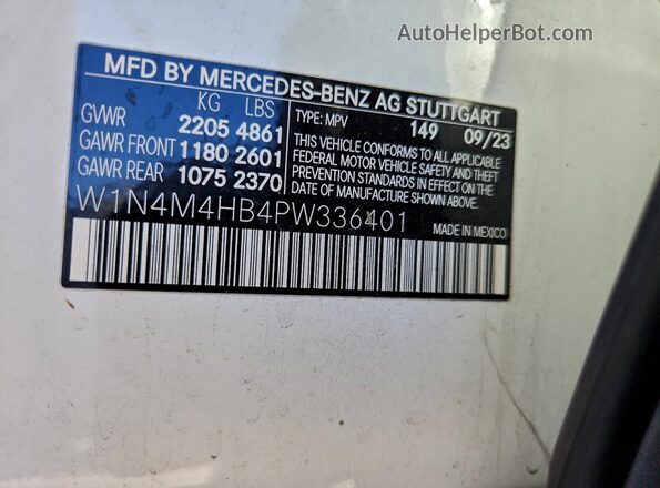 W1N4M4HB4PW336401 2023 MERCEDES-BENZ GLB-CLASS White Vista del compartimento del motor