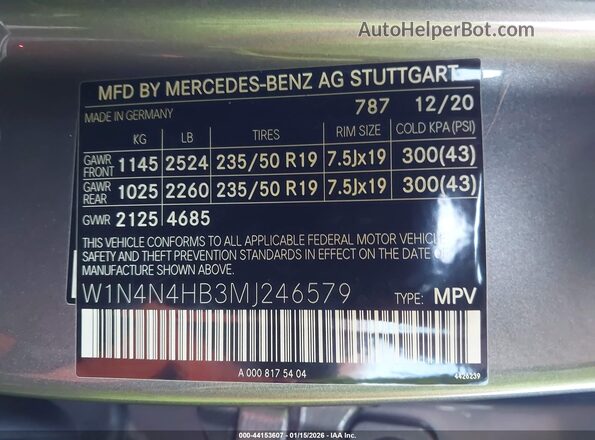 W1N4N4HB3MJ246579 2021 MERCEDES-BENZ GLA 250 Gray Vista del compartimento del motor