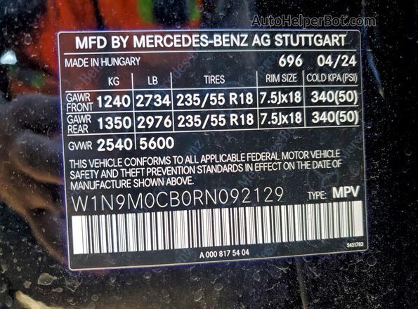 W1N9M0CB0RN092129 2024 MERCEDES-BENZ EQB Black Widok komory silnika
