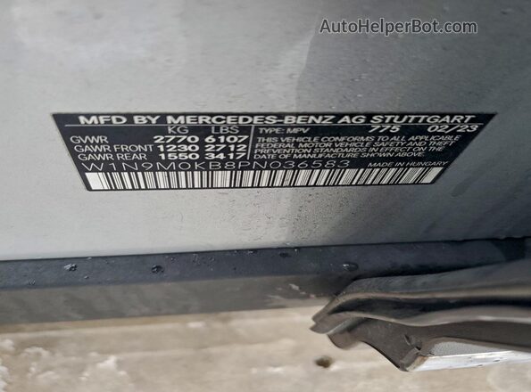 W1N9M0KB8PN036583 2023 MERCEDES-BENZ EQB Серебряный Вид наклейки с VIN-кодом