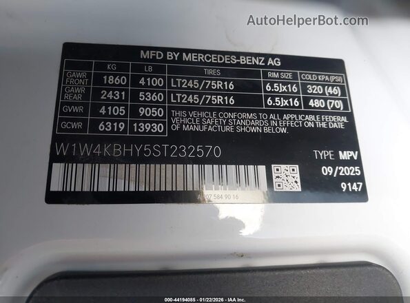 W1W4KBHY5ST232570 2025 MERCEDES-BENZ SPRINTER White Vista del compartimento del motor