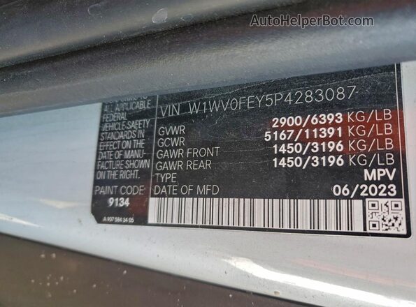 W1WV0FEY5P4283087 2023 MERCEDES-BENZ METRIS Белый Вид наклейки с VIN-кодом