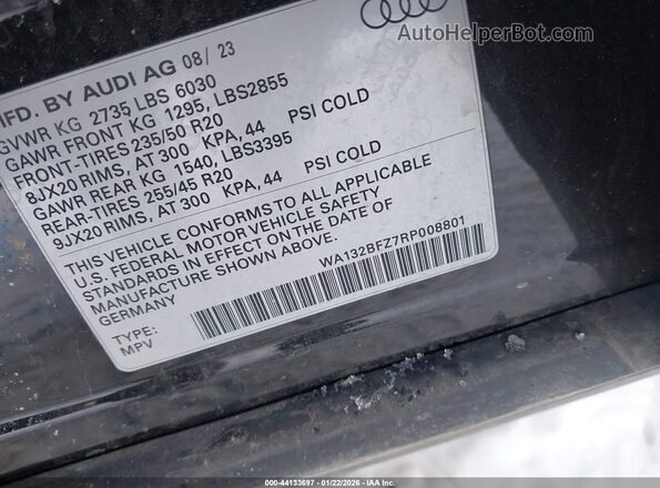WA132BFZ7RP008801 2024 AUDI Q4 Черный Вид подкапотного пространства