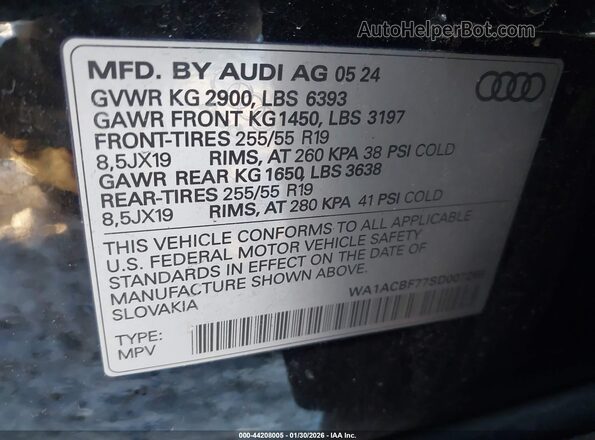 WA1ACBF77SD007268 2025 AUDI Q7 Черный Вид подкапотного пространства