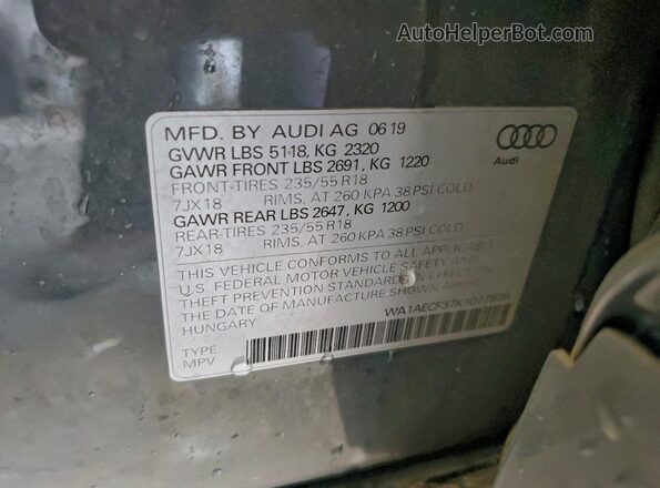 WA1AECF37K1077836 2019 AUDI Q3 Gray 360 interior view