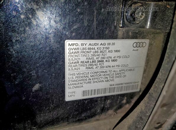 WA1AWBF76MD010642 2021 AUDI SQ7 Black Vista del compartimento del motor