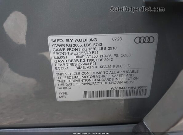 WA1B4AFY4P2195285 2023 AUDI SQ5 Серый Вид подкапотного пространства