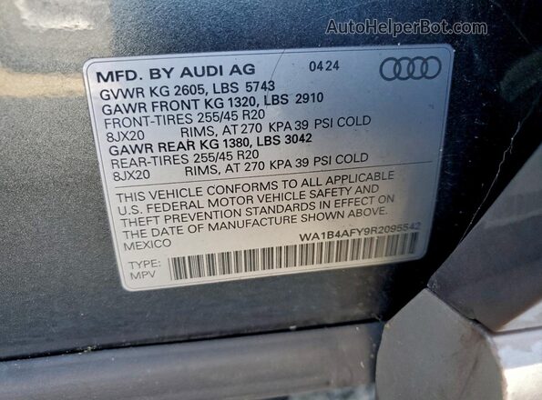 WA1B4AFY9R2095542 2024 AUDI SQ5 Серый Вид подкапотного пространства